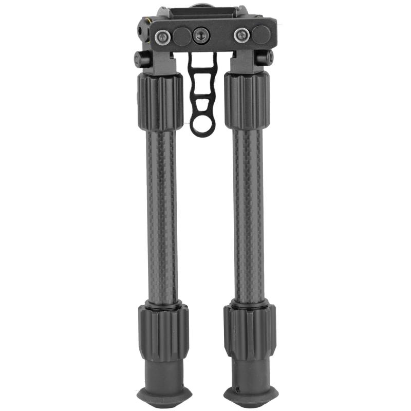 Tac-Pod Carbon Pro Bi-Pod, Carbon Fiber and Aluminum Construction W/ Rubber Feet, Pivoting Base and Rotating Design Allows For Ease Shooting Angle Adjustment, 9-13 Inch Leg Length, Includes Interchangeable M-Lok And Keymod Fittings For Installing To Slot