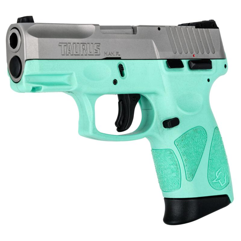 G2C, Compact Pistol, Striker Fired, 9MM, 3.2" Barrel,Cyan Polymer Frame, Silver Slide, Adjustable Sights, 12 Rounds, 2 Magazines 1-G2C939-12C