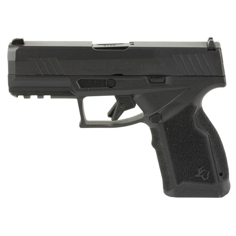 GX4 Carry, Striker Fired, Semi-automatic, Polymer Frame Pistol, Compact, 9MM, 3.7" DLC Coated Barrel, Nitride Finish, Black, Fixed White Dot Steel Front Sight, Serrated Drift Adjustable Rear Sight, Picatinny Rail, 15 Rounds, 2 Magazines, Includes (2) Gri