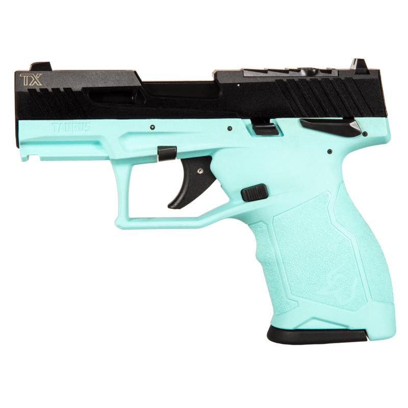 TX22 Compact, Striker Fired, Semi-automatic, Polymer Framed Pistol, 22 LR, 3.6" Threaded Barrel, Matte Finish, Black Slide, Cyan Frame, Ramp Front/Adjustable Rear, 13 Rounds, 2 Magazines, Manual Safetyable Rear, Matte 1-TX22131C