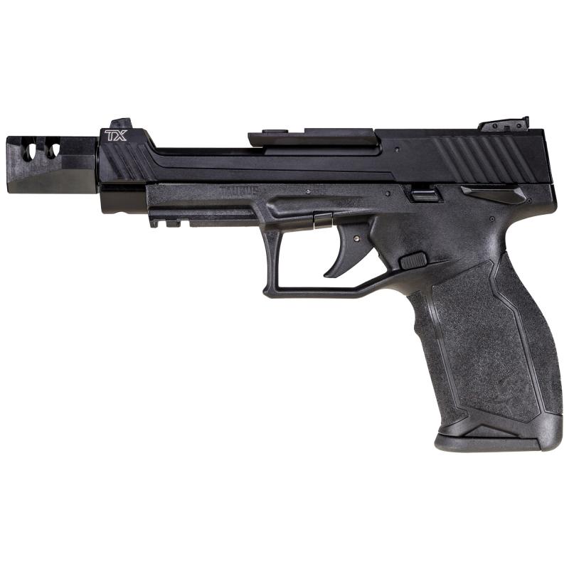 TX22, T.O.R.O. (Taurus Optic Ready Option), Striker Fired, Semi-automatic, Full Size, Polymer Frame Pistol, 22 LR, 5.4" Bull Barrel, Matte Finish, Black, Fixed Front Sight with Drift Rear Adjustable Rear Sight, Manual Safety, 10 Rounds, 3 Magazines, Tand