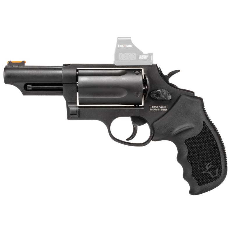 Judge T.O.R.O., Double Action, Metal Frame Revolver, Compact Frame, 2.5" 410 Bore/.45 Long Colt, 3" Barrel, Fiber Optic Front Sight, Optics Ready, Rubber Grips, Oxide Finish, Black, 5 Rounds 2-4410P31T