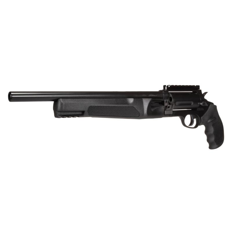 Judge, Home Defender, Double Action/Single Action, Metal Frame Revolver, 410 Bore/45LC, 3" Chamber, 13" Barrel, Cerakote Finish, Black, Picatinny Rail, Rubber Grips, Fixed Sight, 5 Rounds 2-JHD441013MAG