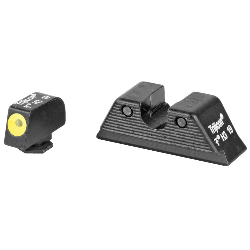 HD Night Sight Set MOS — Yellow Front Outline Glock 17, 17L, 19, 22, 23, 24, 25,  26, 27, 28, 31, 32, 33, 34, 35, 37, 38 39