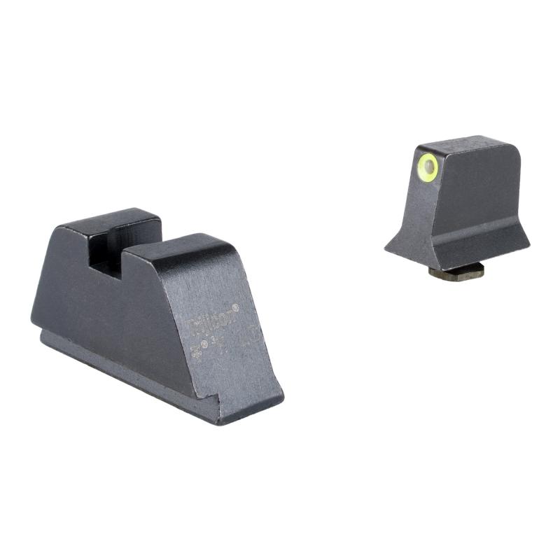 Suppressor/Optic Height, Night Sights, Yellow Front with Metal Rear & Green Lamps, For Glock 17,19,22,23,24,26,27,31,32,33,34,35,39 GL201-C-601139