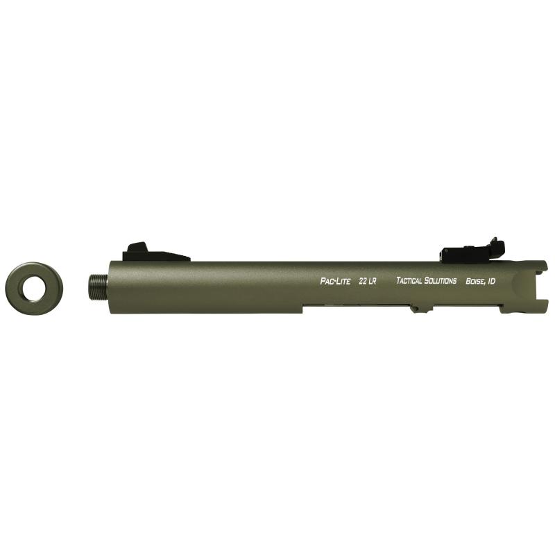 Pac-Lite, Threaded Barrel, Fits Ruger Mark I, II, III and 22/45 Series Pistols, 4.5", OD Green PL4.5TENF-04