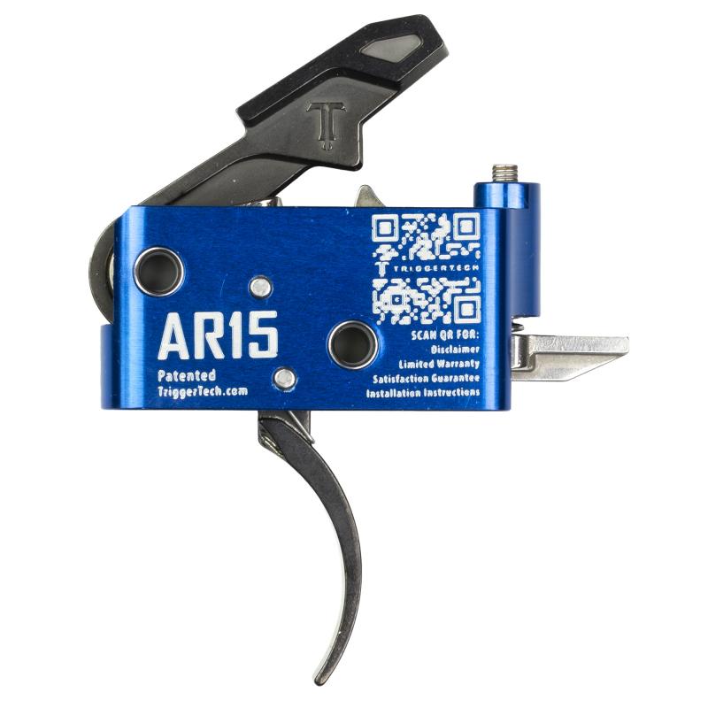 Trigger, Diamond Curved Trigger, Single Stage, Adjustable, 1.5-4.0LB Pull Weight, PVD Finished Hammer and Trigger Shoe, Anodized Finish, Blue AR0-SAB-14-NNP