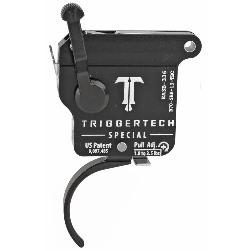 Trigger, 1.0-3.5LB Pull Weight, Fits Remington 700, Special Curved Trigger, Bolt Release Model, Right Hand, Adjustable, Black Finish, Includes Installation Tools, Instruction Book, & TriggerTech Patch R70-SBB-13-TBC