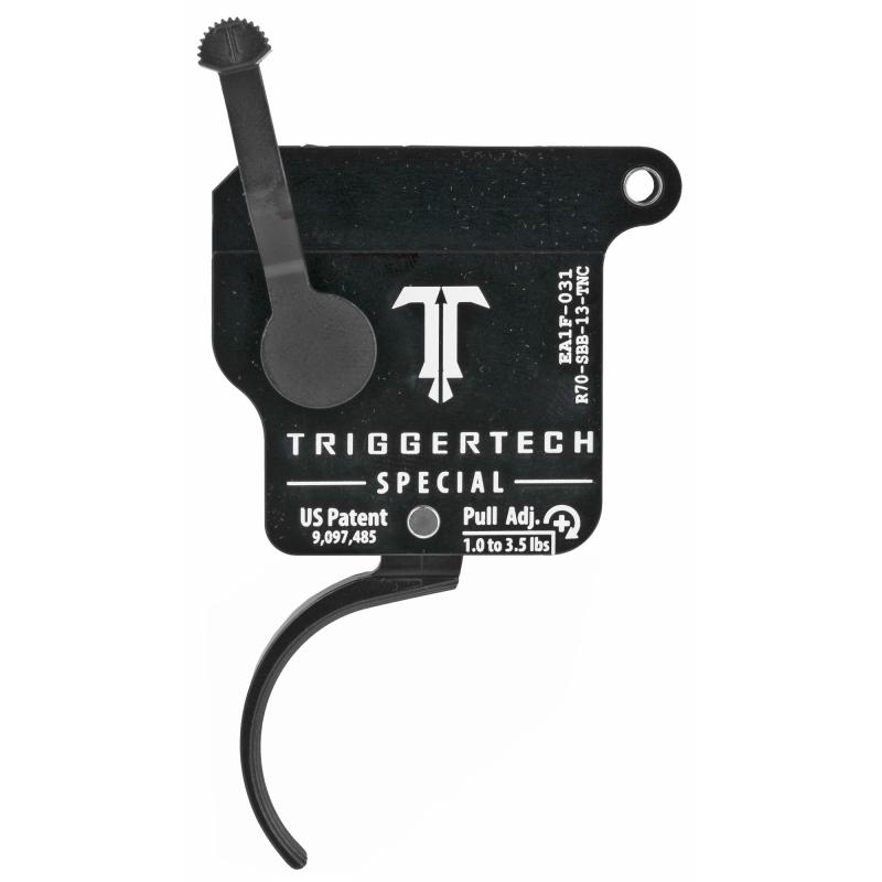 Trigger, 1.0-3.5LB Pull Weight, Fits Remington 700, Special Curved Clean Trigger, Right Hand, Adjustable, Black Finish, Includes Installation Tools, Instruction Book, & TriggerTech Patch R70-SBB-13-TNC