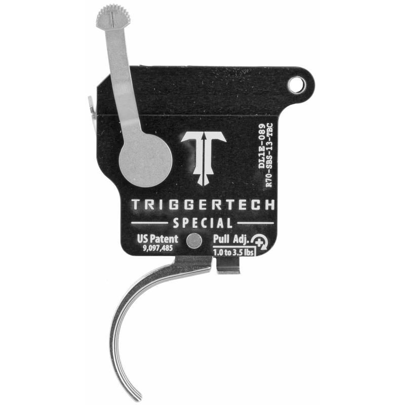Trigger, 1.0-3.5LB Pull Weight, Fits Remington 700, Special Curved Trigger, Bolt Release Model, Right Hand, Adjustable, Stainless Finish, Includes Installation Tools, Instruction Book, & TriggerTech Patch R70-SBS-13-TBC