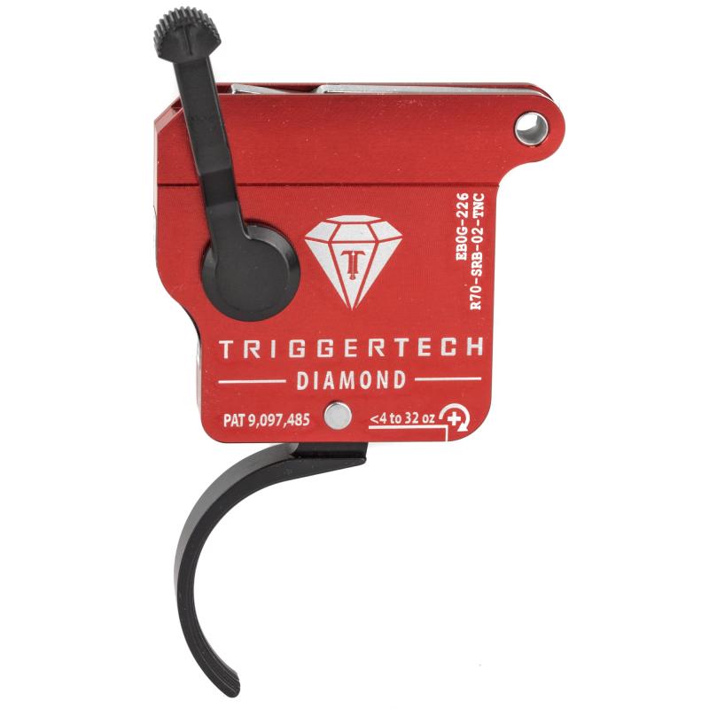 Trigger, 0.3-2.0LB Pull Weight, Fits Remington 700, Diamond Curved Clean Trigger, Right Hand, Adjustable, Black Finish, Includes Installation Tools, Instruction Book, & TriggerTech Patch R70-SRB-02-TNC