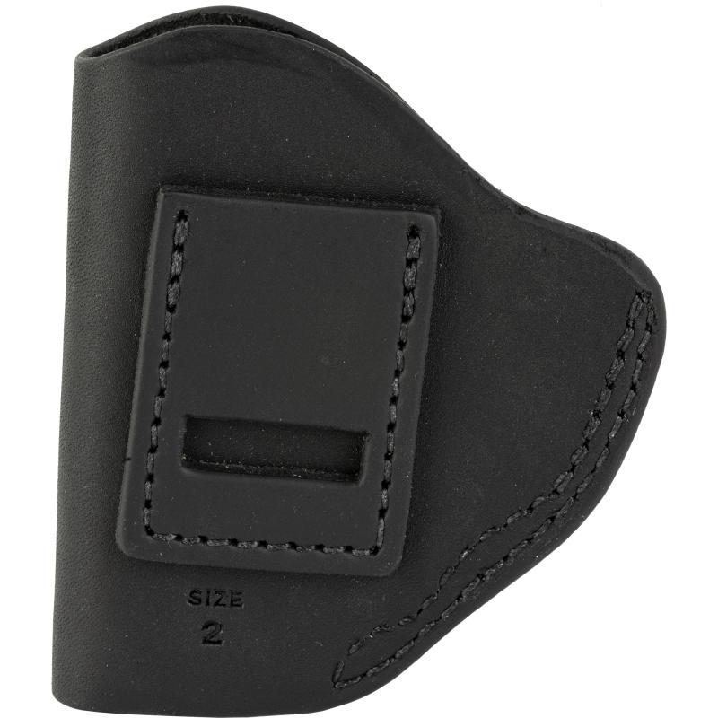 Uncle Mikes Inside Waistband Leather Holster, Size 2 , Fits Most Small Frame Revolvers (Ruger LCR/S&W J Frames/Taurus 85/856), Leather, Metal Clip, Ambidextrous, Black UM-IWB-2-MBL-R