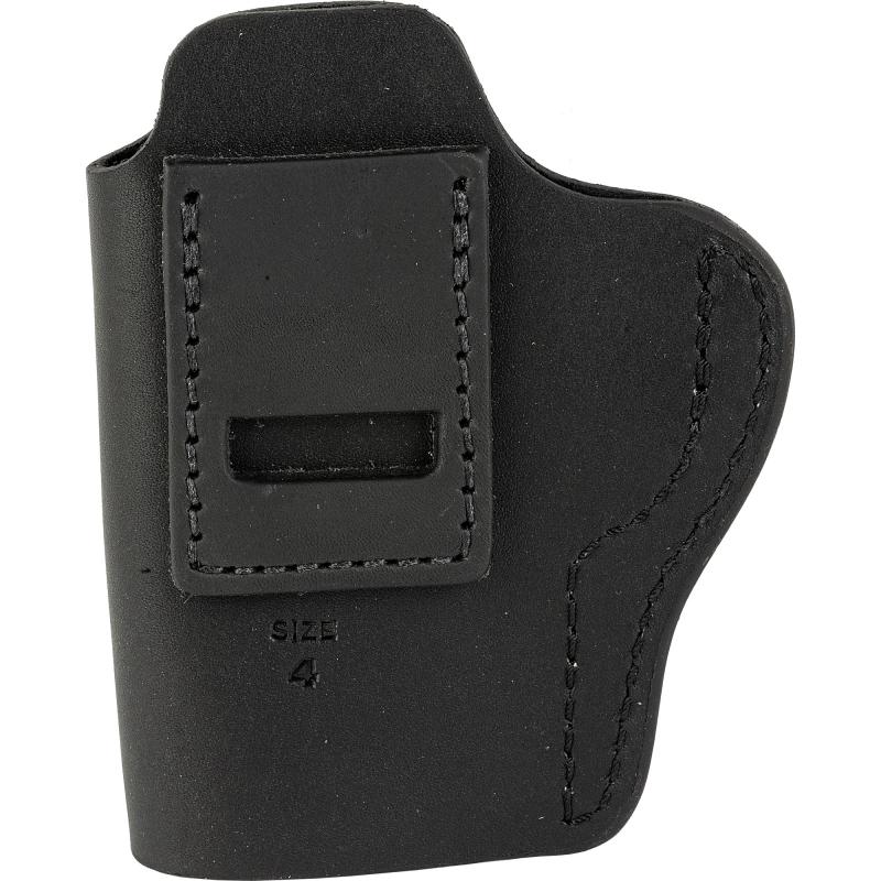 Uncle Mikes Inside Waistband Leather Holster, Size 4, Fits Most Large Frame Autos (CZ 75/ Glock 17/19/22/27/27/30/Sig P226/Springfield XD 9/S&W M&P 9), Leather, Metal Clip, Ambidextrous, Black UM-IWB-4-MBL-R