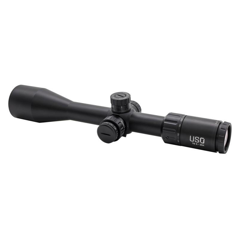TS Series Rifle Scope, 5-25X50mm, 30mm Main Tube, Front Focal Plane, 1/10 Mil Adjustments, Black Finish, Illuminated CMS Reticle TS-25X CMS