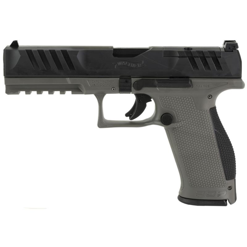 PDP, Striker Fired, Semi-automatic, Polymer Frame Pistol, Full Size, 9MM, 5" Barrel, Black Slide/Gray Frame, Adjustable Rear Sight, Optics Ready, 18 Rounds 2858401