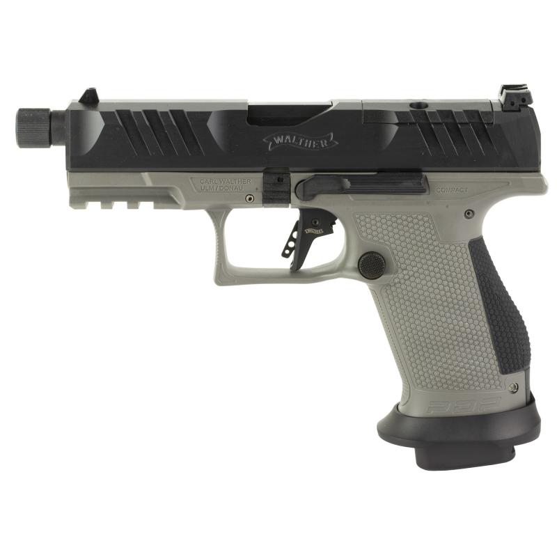 PDP Pro, Striker Fired, Semi-automatic, Polymer Frame Pistol, Compact, 9MM, 4.6" Threaded Barrel, Matte Finish, Black Slide, Tungsten Gray Frame, Adjustable Rear Sight, Optics Ready, 18 Rounds, 2 Magazines 2876574