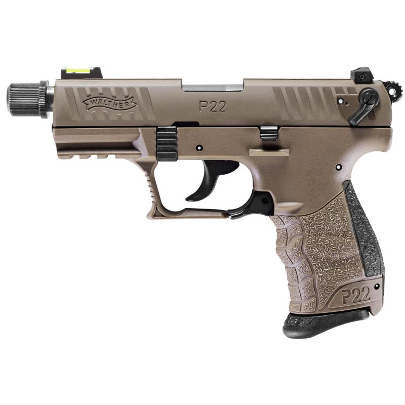P22Q, Semi-automatic, Double Action, Compact, 22LR, 3.4" Threaded Barrel With Adapter, Polymer Frame, FDE Finish, 10Rd 2 Magazines, HiViz Fiber Optic Front Sight NOT TRANSFERABLE IN MN-MELTING POINT RESTRICTION