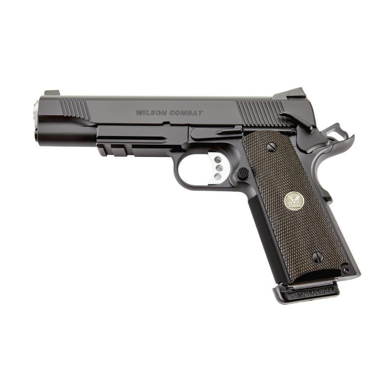 CQB Lightrail, CA Compliant, 1911, Semi-automatic, Metal Frame Pistol, Full Size, 45 ACP, 5" Barrel, Steel Frame, Armor Tuff Finish, Black, Diamondwood Grips, Tritium Night Sights, Ambidextrous Thumb Safety, 8 Rounds, (1) 47OXC 7-Round and (1) 47DOX 8-Ro
