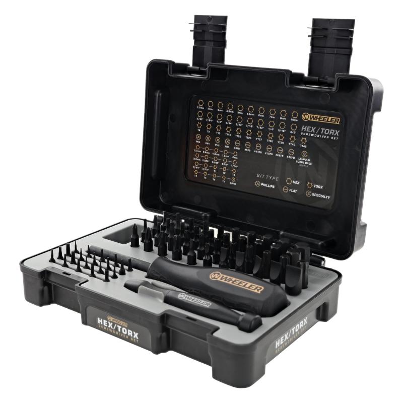 65 Piece Hex/Torx Driver Set, Includes 2 Bit Drivers, 63 Hex/Torx Bits, and Hard Case, Black 4001007