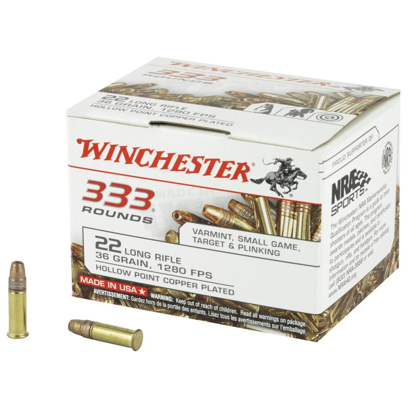 333 Round Bulk Pack |.22 Long Rifle Bulk Pack 36 Grain Copper Plated Hollow Point 333 Round Bulk Pack