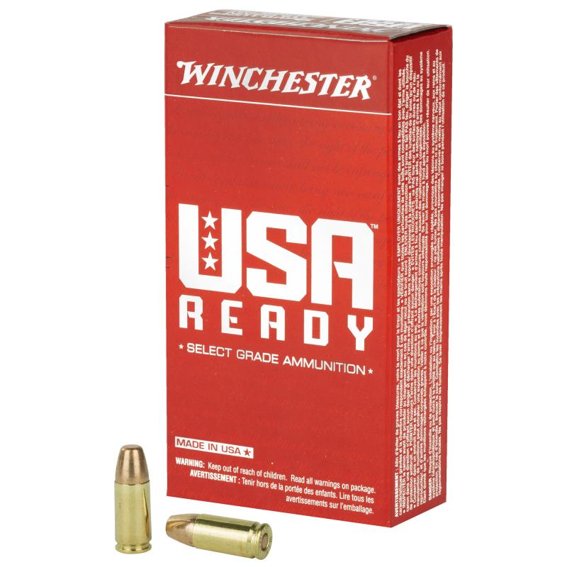 USA Ready, 9MM, 115 Grain, Full Metal Jacket, 50 Round Box RED9