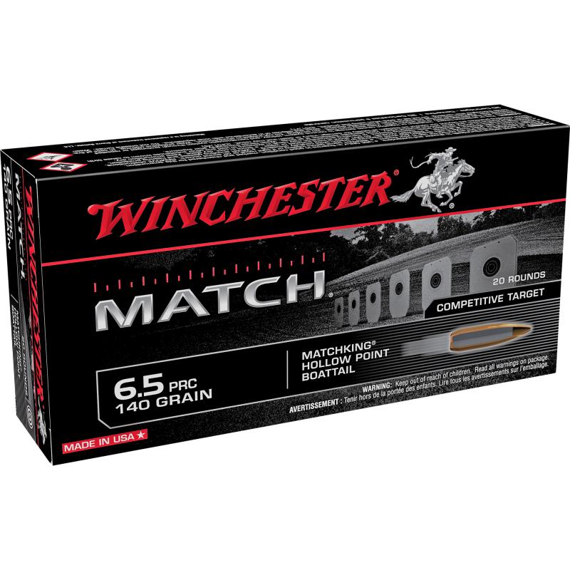 Match Ammunition, 6.5 PRC, 140 Grain, Boat Tail Hollow Point, 20 Round Box S65PM