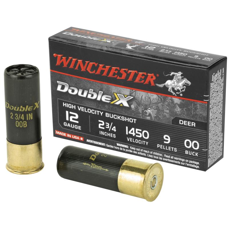 Double X High Velocity Buckshot Copper Plated Buffered 12 Gauge 2.75 Inch 1450 FPS 9 Pellets 00 Buck
