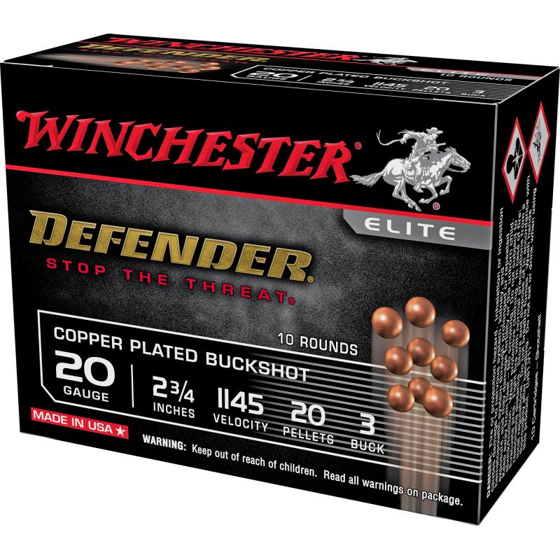 Defender, 20 Gauge 2.75", #3 Buck, Buckshot, 10 Round Box SB203PD