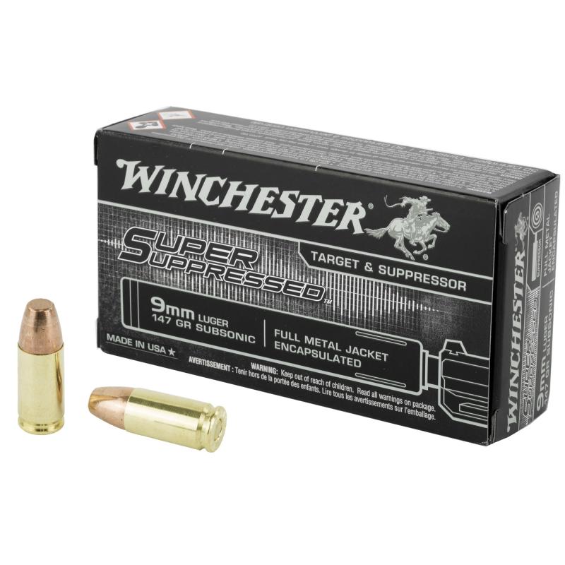 Super Suppressed, 9MM, 147 Grain, Full Metal Jacket, 50 Round Box SUP9