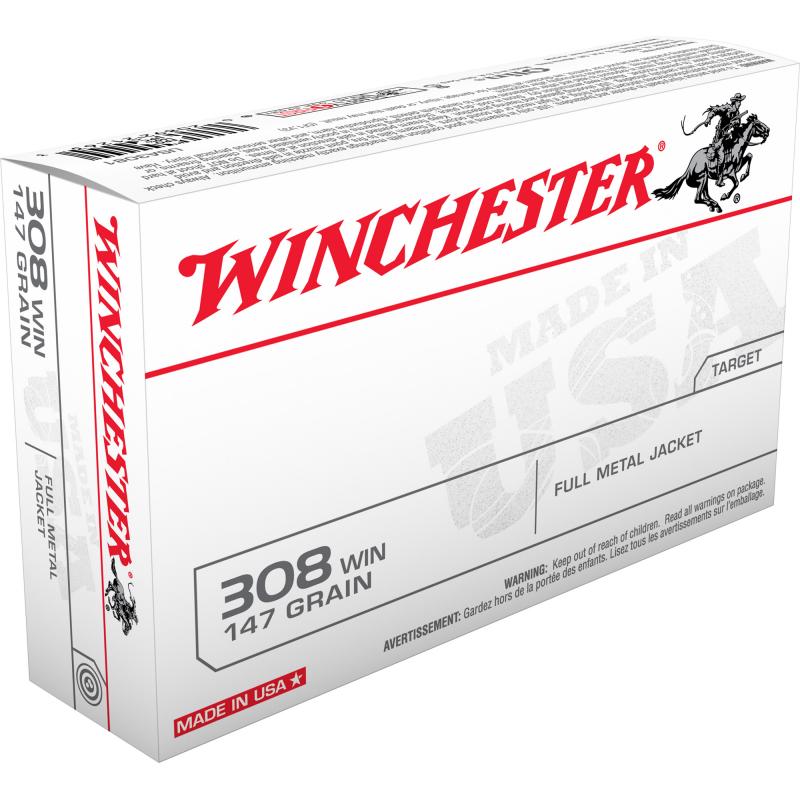 USA Brand .308 Winchester 147 Grain Full Metal Jacket Boattail