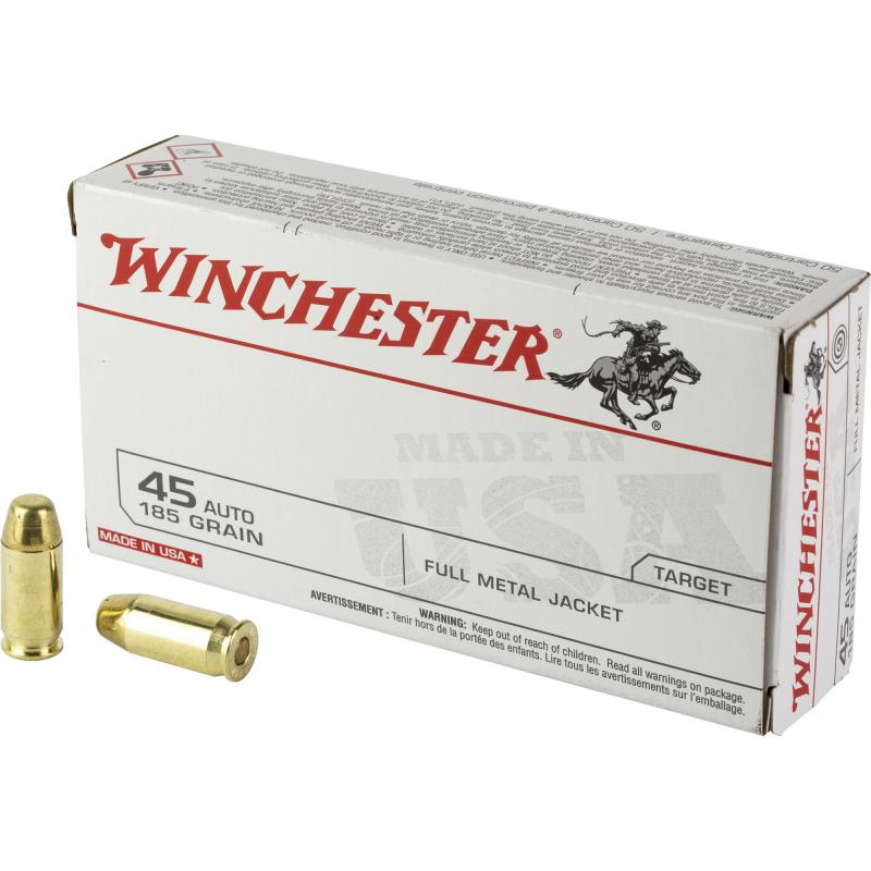 USA Brand .45 ACP 185 Grain Full Metal Jacket Flat Nose 50 Per Box