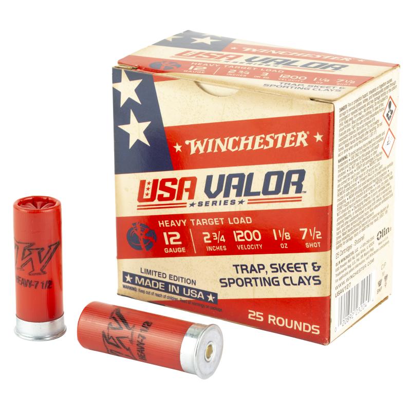 USA VALOR, 12 Gauge, 2.75", #7.5 Shot, 25 Round Box USAV127