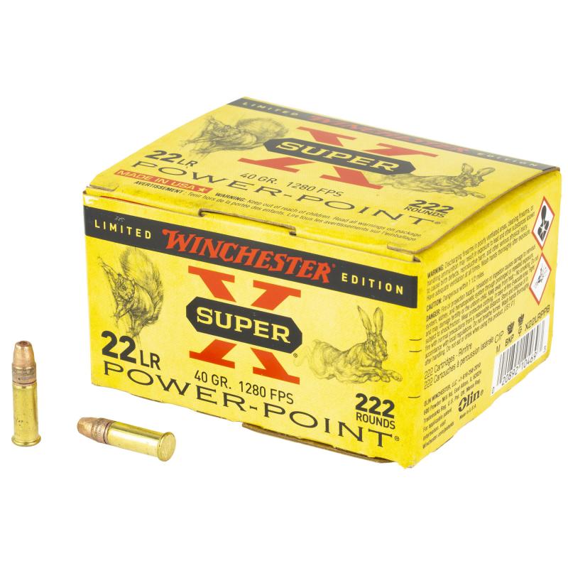Super-X, Power-Point, 22 LR, 40 Grain, Power PointHollow Point, 222 Round Box X22LRPPB