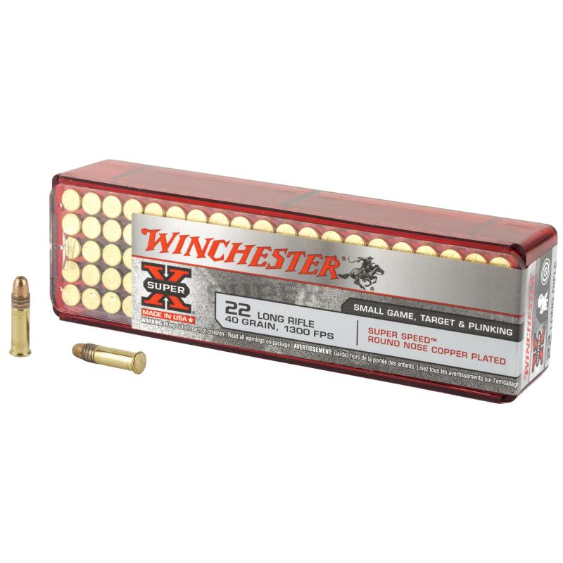 Super-X .22 Long Rifle 40 Grain Plated Round Nose Box of 100 Rounds