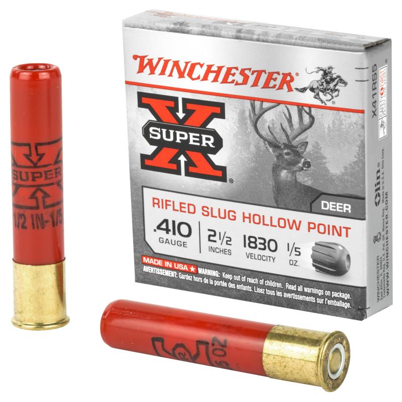Super-X .410 Gauge 2.5 Inch 1830 FPS .2 Ounce Rifled Slug Hollow Point Slug