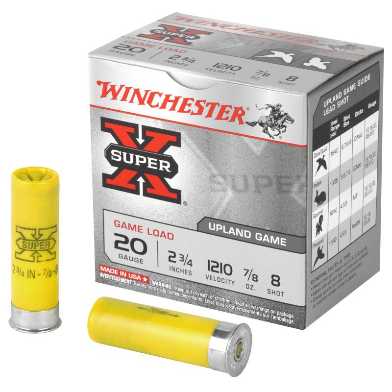 Super-X Game Load 20 Gauge 2.75 Inch 1210 FPS .875 Ounce 8 Shot