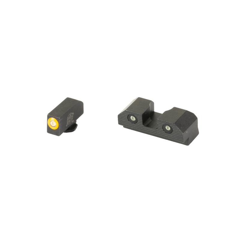R3D 2.0, Tritium Night Sight, Fits Glock 17/19/22/23/24/26/27/31/32/33/34/35/36, Orange Front Outline, Green Tritium Front/Rear GL-R201P-6N
