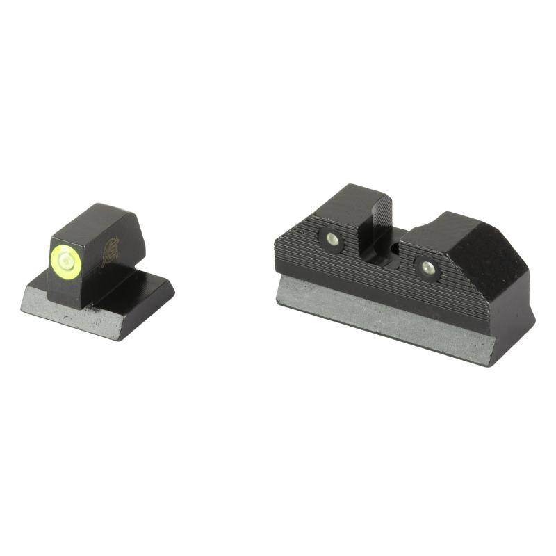 R3D, 2.0, Tritium Night Sight, For Desert Eagle (.44 Mag/.50AE), Standard Height, Green Front Outline, Green Tritium Front/Rear MR-R201S-6G