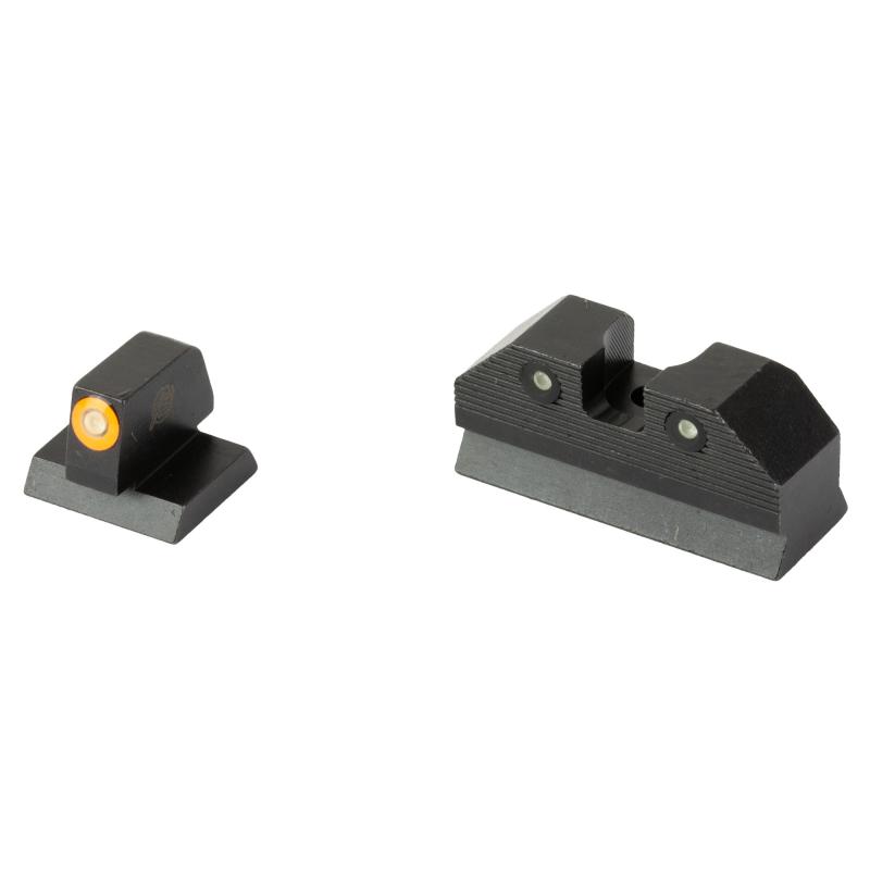 R3D, 2.0, Tritium Night Sight, For Desert Eagle (.44 Mag/.50AE), Standard Height, Orange Front Outline, Green Tritium Front/Rear MR-R201S-6N
