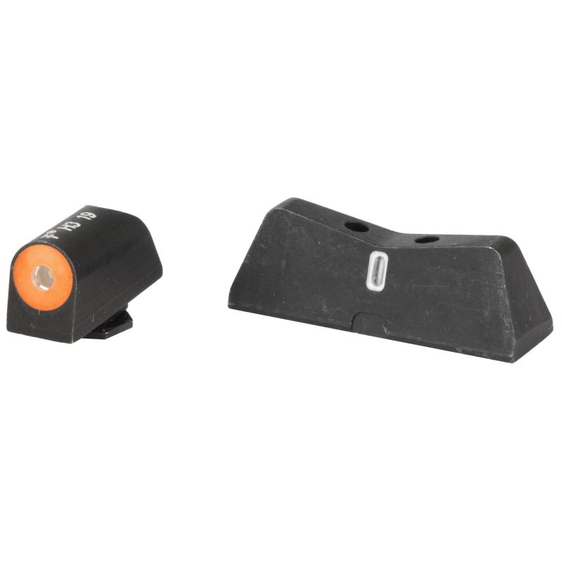 DXT2 Big Dot Tritium Front, White Stripe Express Rear, Glk 17,19,22,23,24,26,27,31,32,33,34,35,36,38, Green with Orange Outline GL-0009S-5N