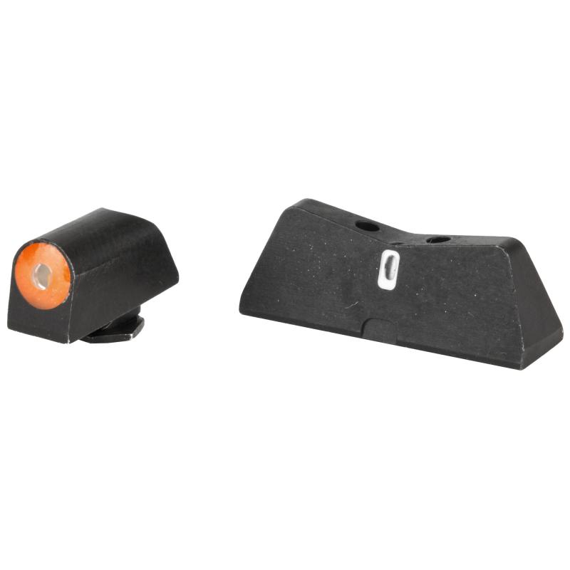 DXT2 Big Dot Tritium Front, White Stripe Express Rear, Glk 20,21,29,30,30S,37,41, Green with Orange Outline GL-0010S-5N