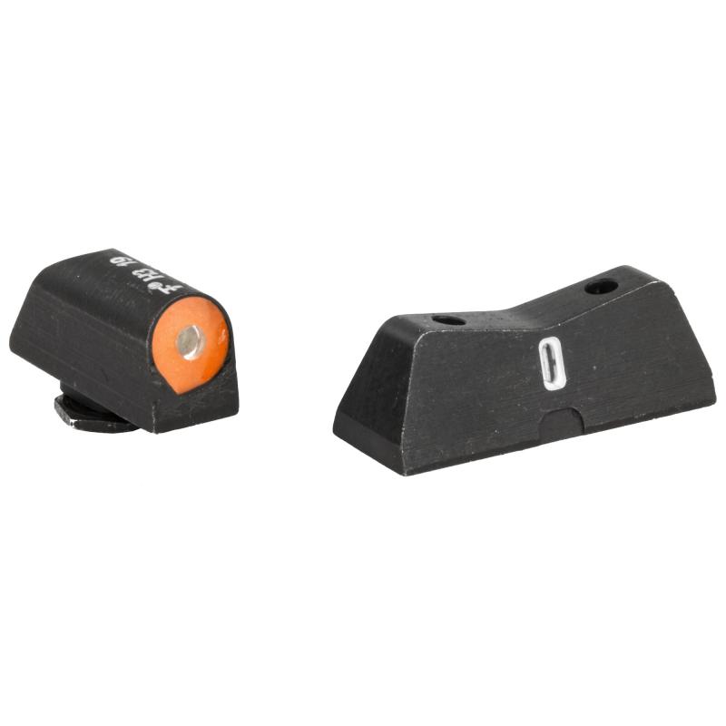 DXT2 Big Dot Tritium Front, White Stripe Express Rear, Fits Glock 42/43, Green with Orange Outline GL-0011S-5N