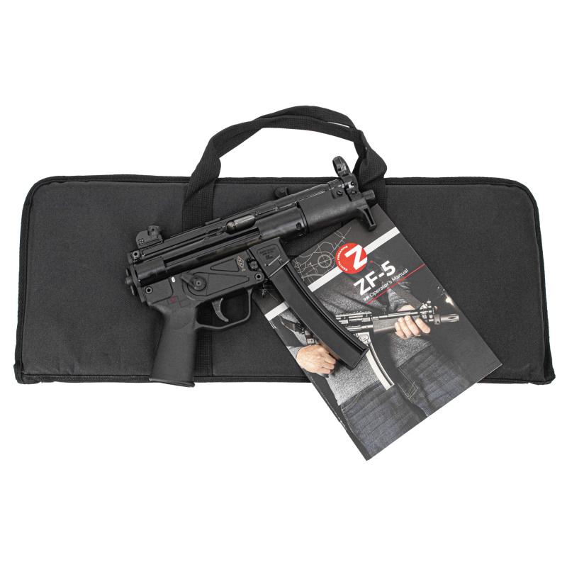 ZF-5T Essentials Package, Semi-automatic, 9MM, 5" CHF Threaded/Trilug Barrel, 1/2X28, Matte Finish, Black, Polymer Grip, Ambidextrous Safety, Adjustable Sights, 1 Magazine, 30 Rounds, Soft Case, Manual ZF5T01MAG9BK