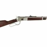 R92, Lever Action Rifle, 357 Magnum, 16" Round Barrel, Stainless Steel, Silver, Engraved US Flag on Receiver, Wood Furniture, Adjustable Sights, 8 Rounds 923571693-EN1