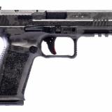 METE SFT, Semi-automatic, Striker Fired, Polymer Framed Pistol, Compact, 9MM, 4.5" Barrel, Cerakote Finish, Dark Gray Digi, Optic Ready Slide, (1) RMRcc and (1) Shield RMS/RMSc Footprint Optic Bases, 3 Dot White Sights, Flared Magwell, 2 Magazines, (1)-1