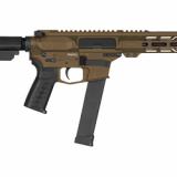Banshee MKGs, Semi-automatic Pistol, AR, 10MM, 8" Threaded Barrel, 1/2x28, CMMG Zeroed Linear Compensator, Cerakote Finish, Midnight Bronze, M-LOK Handguard, CMMG Zeroed Polymer Grip, Pistol Tube, Manual Safety, 30 Rounds, 1 Magazine, Accepts GLOCK Style