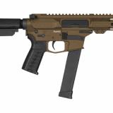 Banshee MKG, Semi-automatic Pistol, AR, 45 ACP, 5" Threaded Barrel, 0.578x28, CMMG Zeroed Linear Compensator, Cerakote Finish, Midnight Bronze, M-LOK Handguard, CMMG Zeroed Polymer Grip, Pistol Tube, Manual Safety, 26 Rounds, 1 Magazine, Accepts GLOCK St