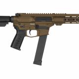 Banshee MKG, Semi-automatic Pistol, AR, 45 ACP, 8" Threaded Barrel, 0.578x28, CMMG Zeroed Linear Compensator, Cerakote Finish, Midnight Bronze, M-LOK Handguard, CMMG Zeroed Polymer Grip, Pistol Tube, Manual Safety, 26 Rounds, 1 Magazine, Accepts GLOCK St