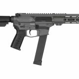 Banshee MKG, Semi-automatic Pistol, AR, 45 ACP, 8" Threaded Barrel, 0.578x28, CMMG Zeroed Linear Compensator, Cerakote Finish, Tungsten, M-LOK Handguard, CMMG Zeroed Polymer Grip, Pistol Tube, Manual Safety, 26 Rounds, 1 Magazine, Accepts GLOCK Style Mag