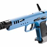 Domina, Semi-automatic, Single Action Only, Steel Frame Pistol, 9MM, 5.2" Barrel, Matte Finish, Blue, Polymer Grips, Ambidextrous Safety, No Sights, 19 Rounds, Muzzle Brake TF-DOM-9